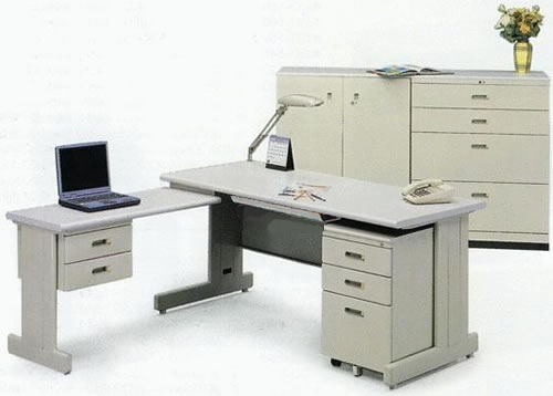 HU-150C L型辦公桌組(含ABS薄抽及0.5活動櫃+側桌) - 點擊圖像關閉